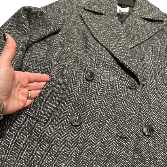 AVEC LES FILLES black chevron double breasted short peacoat Small S NEW NWT - Picture 6 of 7